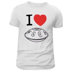 handpan t shirt imprimé coeur et handpan pour homme de couleur blanc