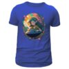 handpan tee-shirt fantaisie, imprimé elfe et handpan, pour homme de couleur bleu