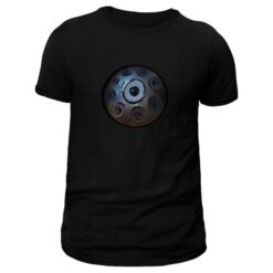 tee shirt noir pour homme, imprimé handpan, de couleur noir