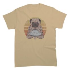 tee shirt imprimé bouledogue et handpan pour homme de couleur sable