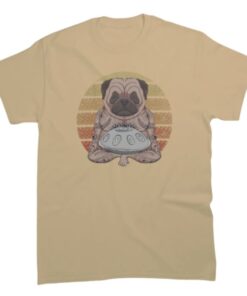 tee shirt imprimé bouledogue et handpan pour homme de couleur sable