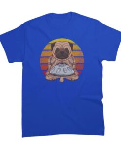 tee shirt de style handpan et bouledogue pour homme de couleur bleu