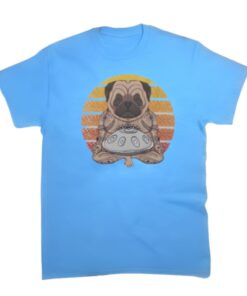 tee shirt de style handpan et bouledogue pour homme de couleur bleu ciel