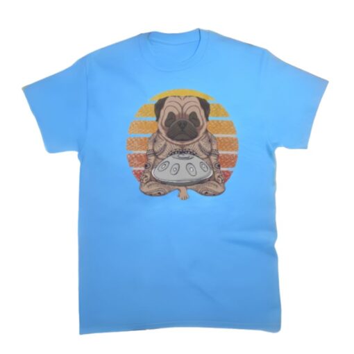 tee shirt de style handpan et bouledogue pour homme de couleur bleu ciel