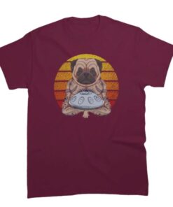 tee shirt de style handpan et bouledogue pour homme de couleur bordeau