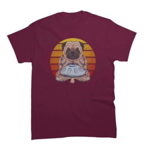 tee shirt de style handpan et bouledogue pour homme de couleur bordeau