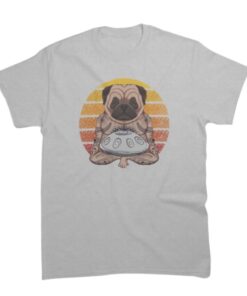 tee shirt de style handpan et bouledogue pour homme de couleur gris