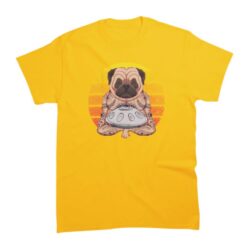 tee shirt de style handpan et bouledogue pour homme de couleur jaune