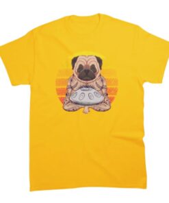 tee shirt de style handpan et bouledogue pour homme de couleur jaune