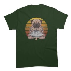 tee shirt de style handpan et bouledogue pour homme de couleur kaki