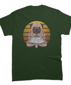 tee shirt de style handpan et bouledogue pour homme de couleur kaki