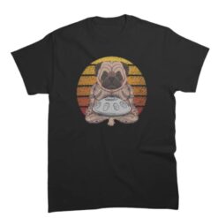 tee shirt imprimé bouledogue et handpan pour homme de couleur noir