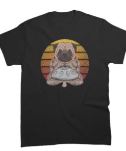 tee shirt imprimé bouledogue et handpan pour homme de couleur noir