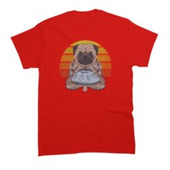 tee shirt imprimé bouledogue et handpan pour homme de couleur rouge