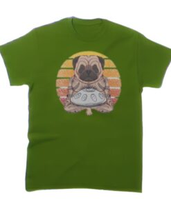 tee shirt handpan et bouledogue pour homme de couleur vert