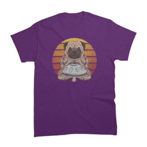 tee shirt de style handpan et bouledogue pour homme de couleur violet