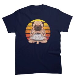 tee shirt de style handpan et bouledogue pour homme de couleur bleu marine