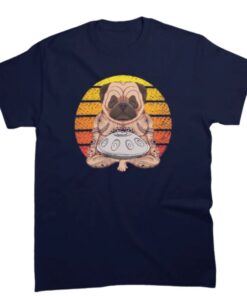 tee shirt de style handpan et bouledogue pour homme de couleur bleu marine