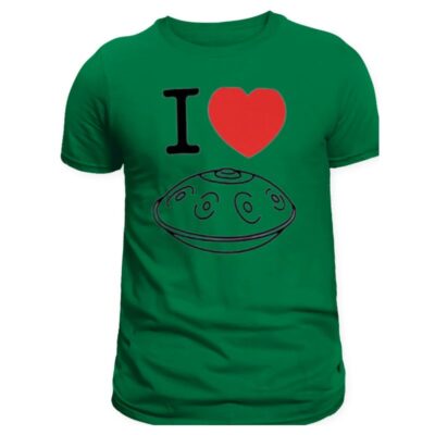 tee shirt amour coeur imprimé handpan pour homme de couleur vert