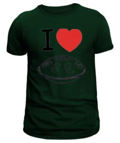 tee shirt avec coeur imprimé handpan pour homme de couleur vert kaki