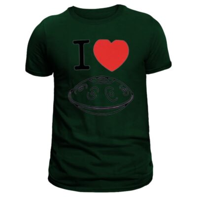 tee shirt amour avec coeur imprimé handpan pour homme de couleur vert kaki