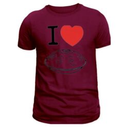 t shirt en coton imprimé coeur et handpan pour homme de couleur bordeau