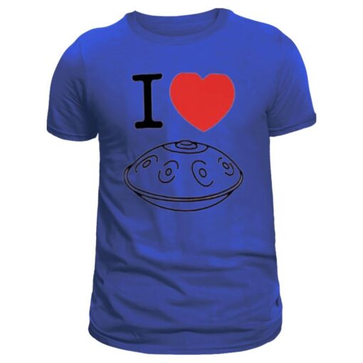 handpan t shirt bleu imprimé coeur et handpan pour homme de couleur bleu