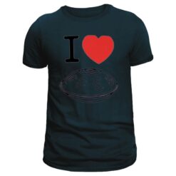 t shirt avec coeur imprimé handpan pour homme de couleur marine