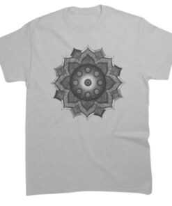 t shirt style handpan mandala pour homme de couleur gris