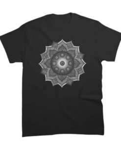 t shirt style handpan mandala pour homme de couleur noir