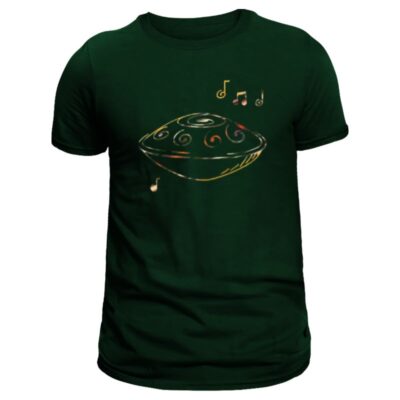 tee shirt musique style handpan pour homme de couleur vert kaki