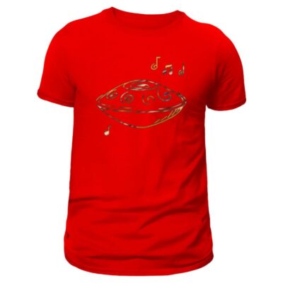 t shirt musique style handpan pour homme de couleur rouge