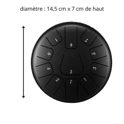 drum instrument de 11 notes de couleur noir en gamme D