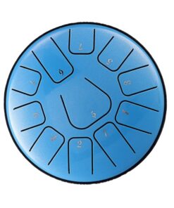 Steel tongue drum de couleur bleu, 11 notes en gamme D